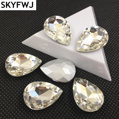 crystal clear Все Цвета Стекло Кристалл указал назад Teardrop Стразы 4x6,7x10,10x14,13x18,18x25,20x30 мм платье капля камень - Цвет: crystal clear