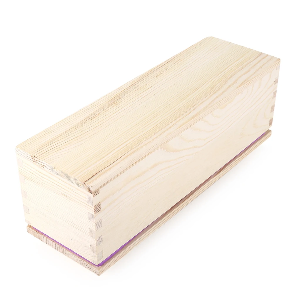 Caja de madera Rectangular de 1200g, molde de jab&oacute;n de silicona hecho a mano con tapa de cubierta-4