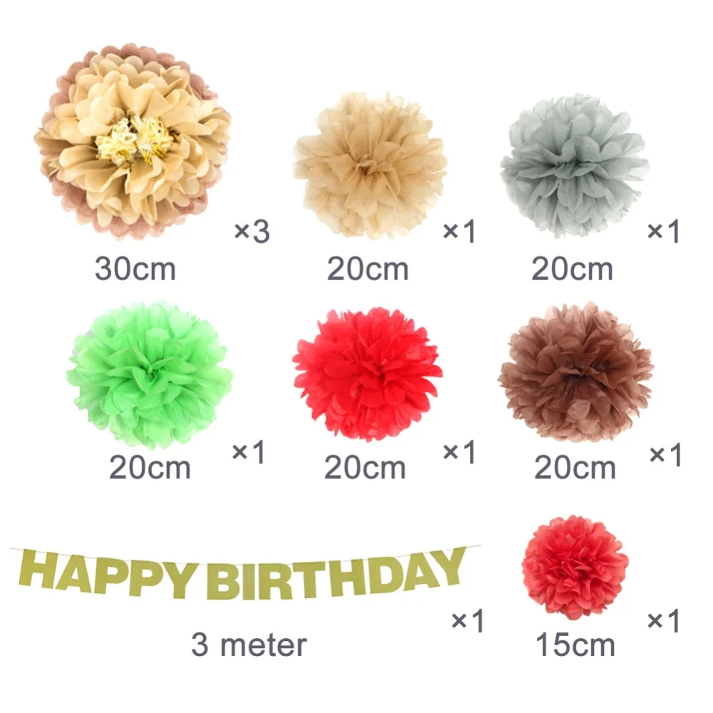 Birthday Party Decoration Set Glitter Gold Happy Banner Pom Flowers Kids Children Supplies | Дом и сад