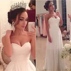 Элегантные Простые шифоновые пляжные свадебные платья цвета слоновой кости, дешевые свадебные платья в полную длину, vestido de noiva