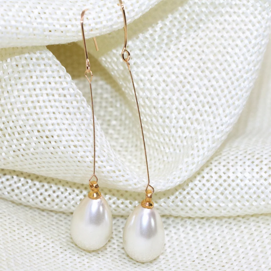 Оптовая продажа элегантные длинные серьги с искусственным жемчугом 9*13 мм