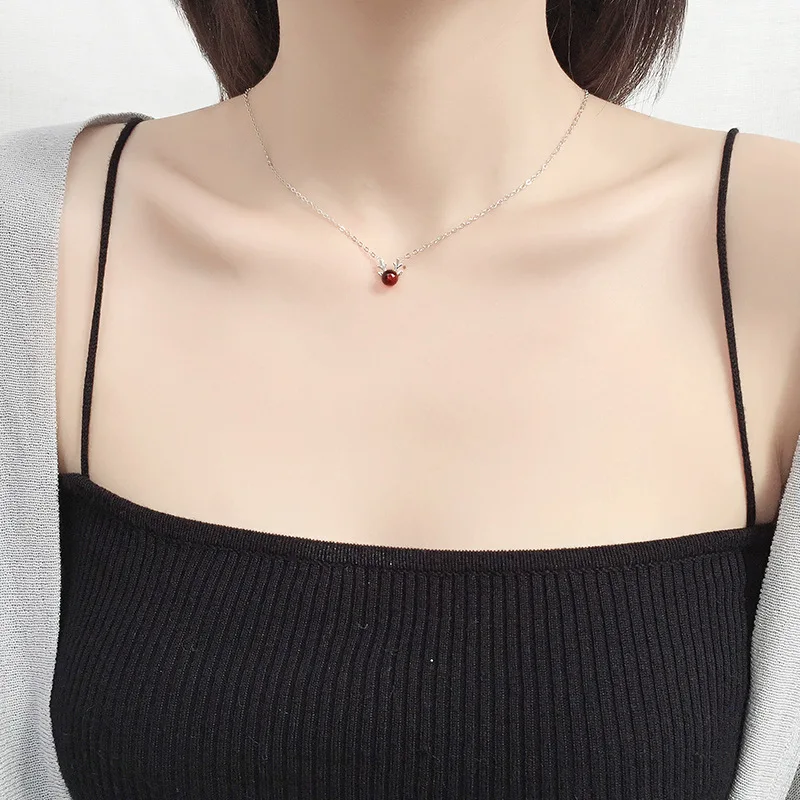 

FENGLI 925 Silver Color Statement Cute Deer Necklaces & Pendants For Kids Birthday Gift Prevent Allergy