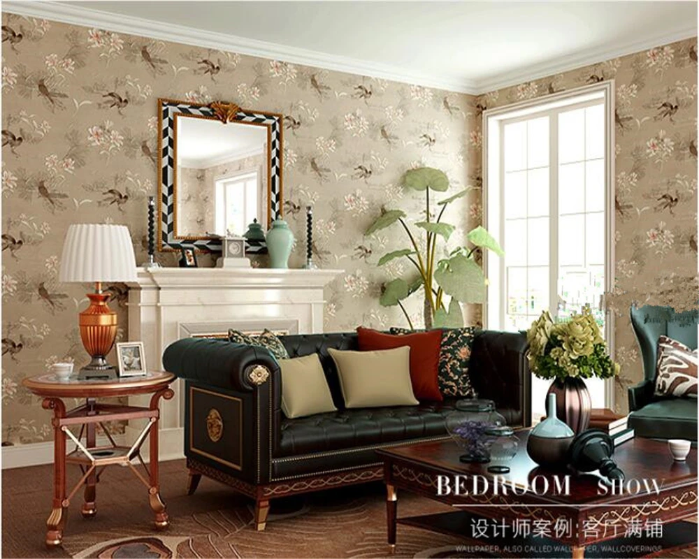 

beibehang papel de parede papier peint Floral birds American rural non-woven study living room bedroom wallpaper hudas beauty