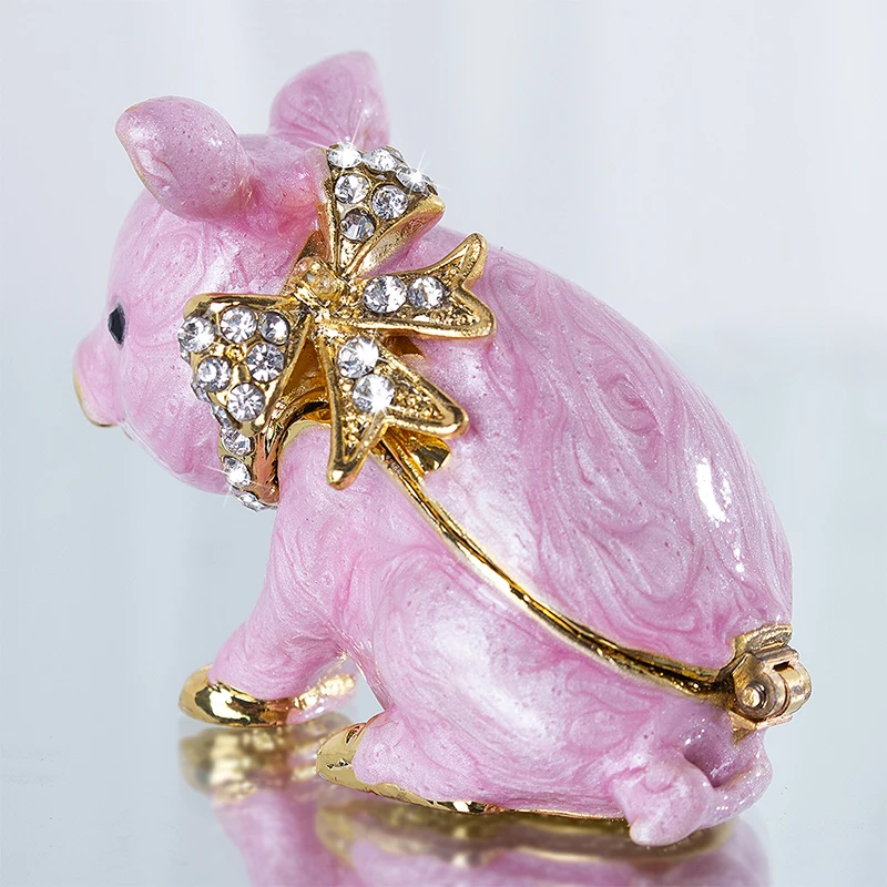 H& D ручная роспись Bejeweled розовый поросенок коробки навесные ювелирные изделия безделушки коробка кольцо держатель коллекционные подарки дома Свадебные украшения