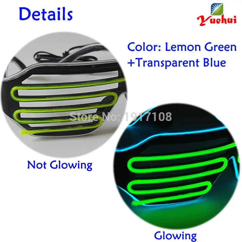 Горячая Распродажа светящиеся двухцветные очки с EL-проводом 17 стилей