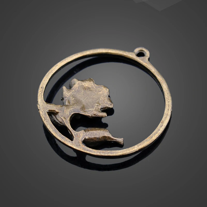 10 шт. высокое качество античная бронза ретро круглая подвеска в форме цветка розы