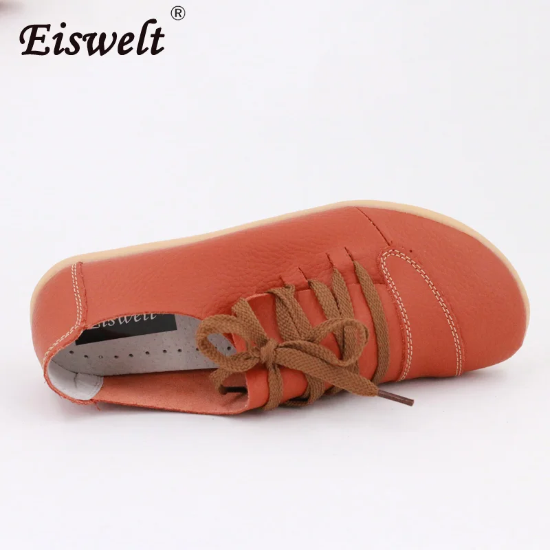 EISWELT/2018 горячая Распродажа женские туфли на плоской подошве из натуральной кожи с