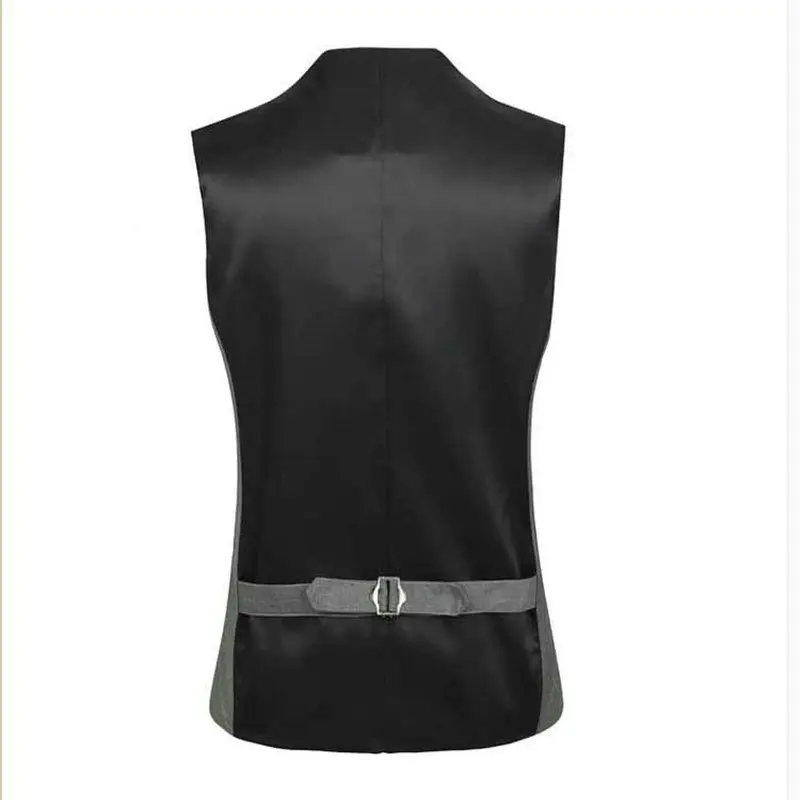 Mens Double Breasted Vest Slim Fit Men Dress Suit Formal Black Grey Gilet Business Wedding | Мужская одежда
