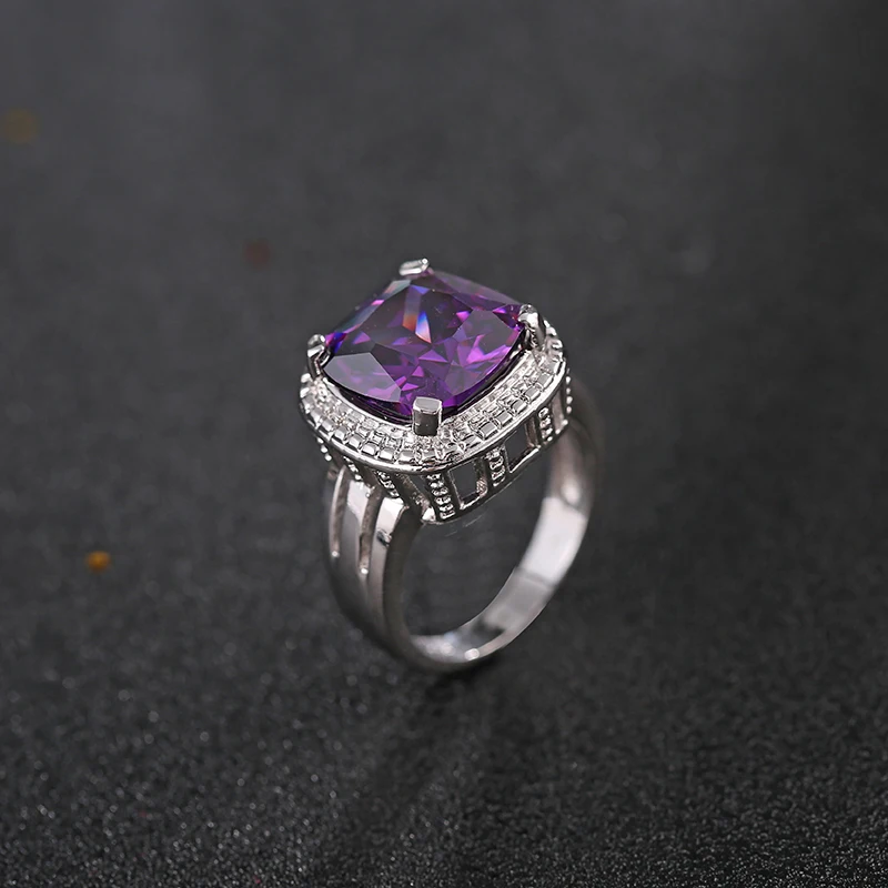 GAOLA New White Gold Color Micro Pave Setting Purple Wedding Ring For Women J0588 | Украшения и аксессуары
