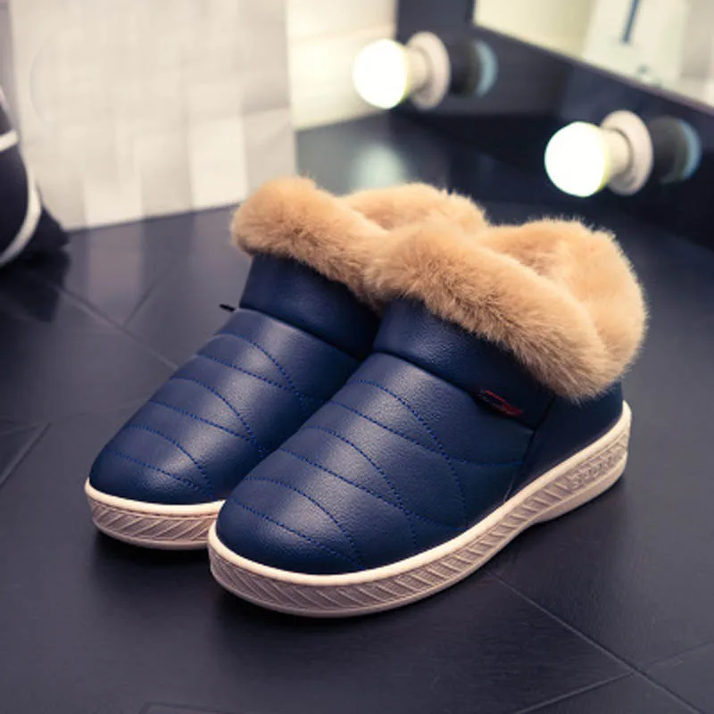 Женские ботинки водонепроницаемые зимние теплые ботильоны с искусственным