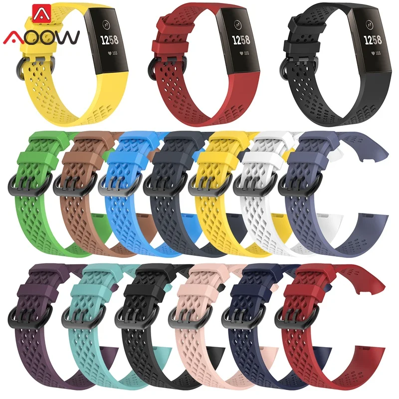 AOOW ремешок для часов Fitbit Charge 3 мягкий сменный Браслет наручных часов Ремешок для умных часов Наручные Ремни спортивные силиконовые ремешки для часов