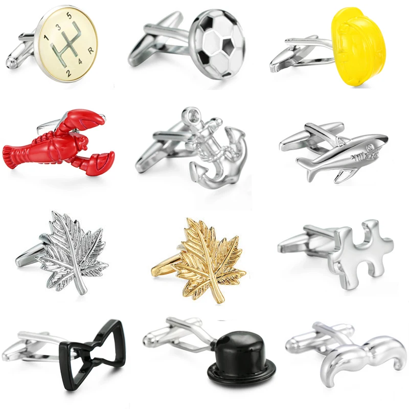Модные бутиковые запонки apple/Футбол/Лобстер/листья/автомобильное снаряжение