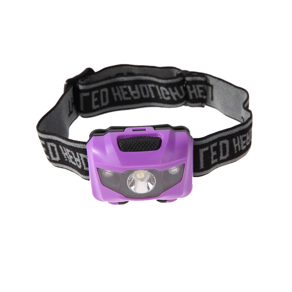 purple Aukelly, мини светодиодный налобный фонарь, легкий, водонепроницаемый, Головной фонарь, для кемпинга, кепка, фонарик, для путешествий, похода, бега, фара, с батареей AAA - Испускаемый цвет: purple