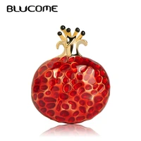 blucome enamel fruit shape red pomegranate brooch cute gift accessories suit lapel pin men womens clothing badges scarf buckles