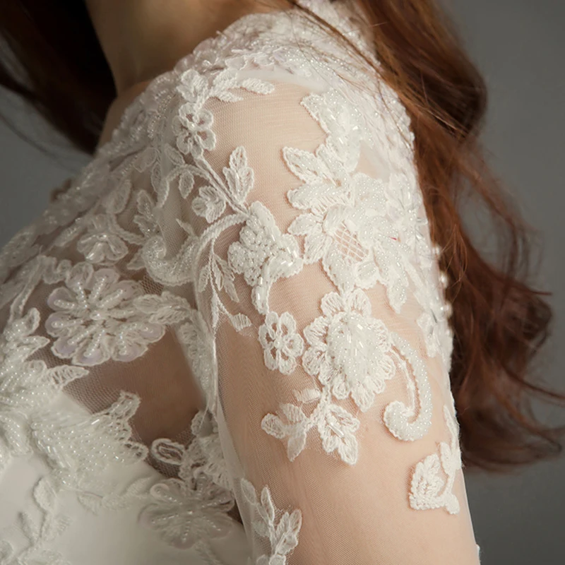 Роскошное атласное кружевное платье с v-образным вырезом и бисером Vestido De Novia