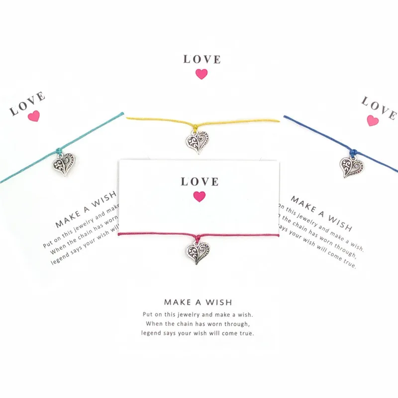10 шт./лот браслет с подвесками в виде сердца для девочек подвески дружбы любовных
