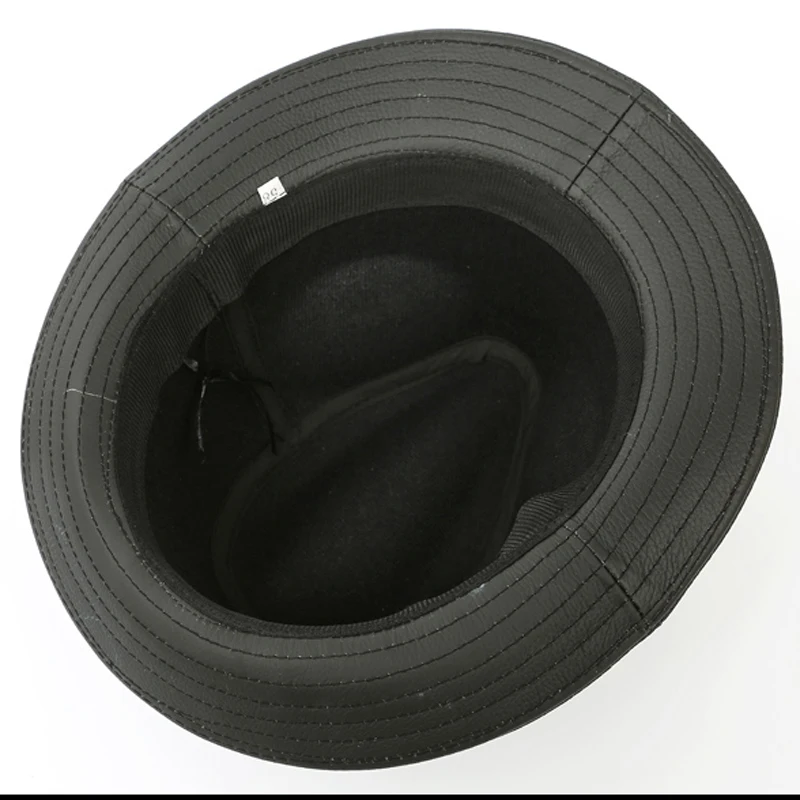 2018 New Spring Winter 100% High Quality Sheepskin Leather Jazz Cap Panama Hats for Men Fedora Hat Genuine Fedoras |