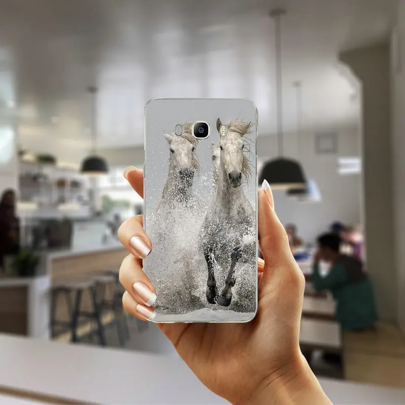 Силуэт лошади на горном мягкие ТПУ чехлы накладки для samsung Galaxy Note 2 3 4 5 8 S2 S3 S4 S5 мини