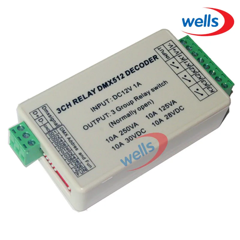 3CH реле DMX512 декодер светодиодный контроллер с чехлом вход DC 12V 1A Выход 3 группа