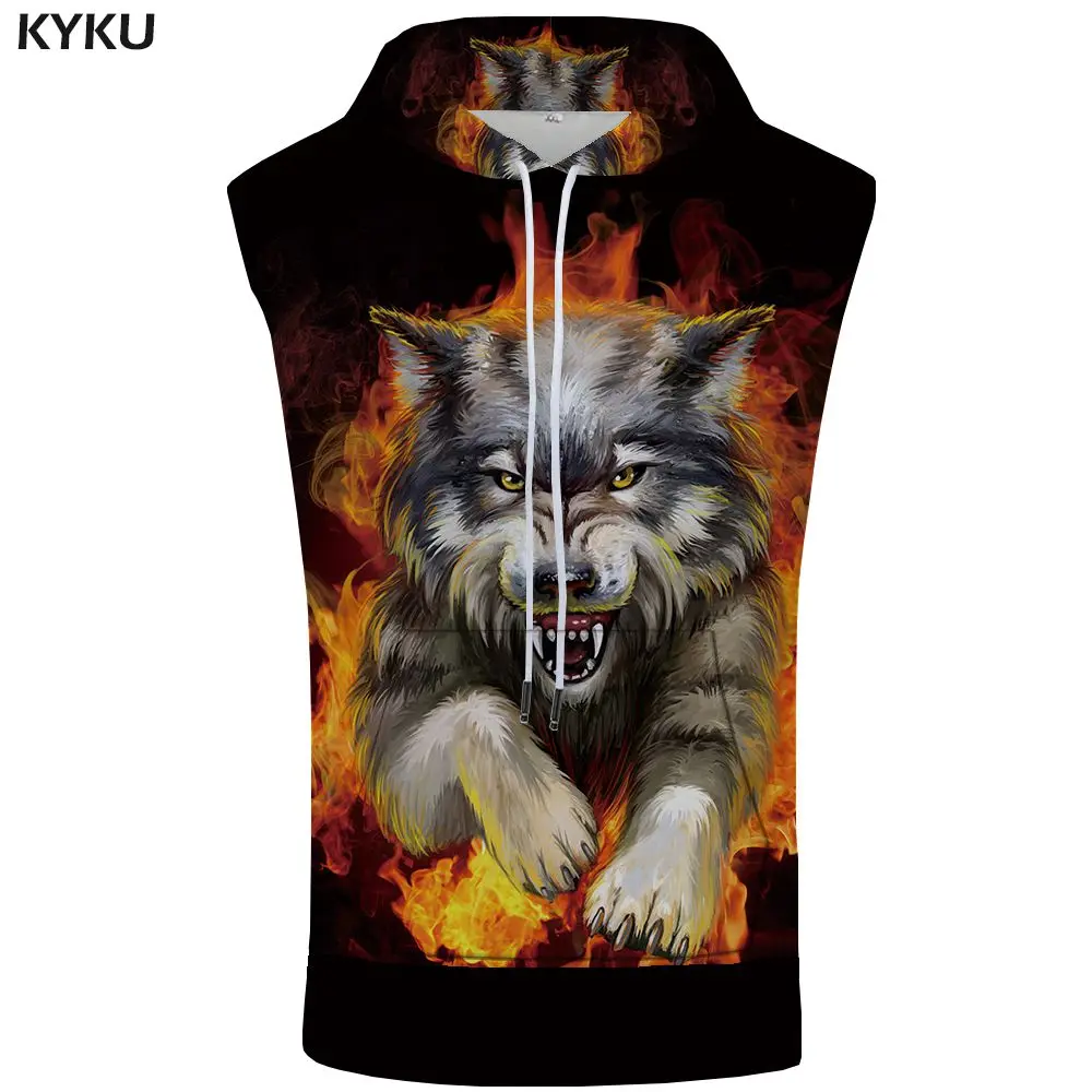 Tank Top 11 KYKU бренд Тигр без рукавов толстовка пламя майка Аниме жилет Толстовка в стиле панк рубашки Бодибилдинг мужская одежда Мышцы 3d принт - Цвет: Tank Top 11