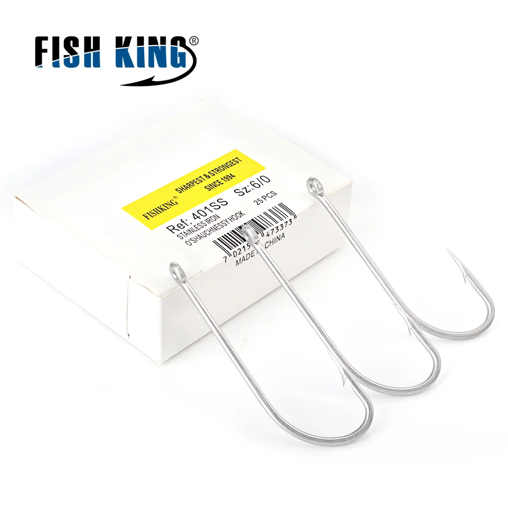FISH KING 401SS нержавеющий Железный крючок с бородкой 6/0 # 1/0 #25 шт./упак. 1 8 #50 для ловли