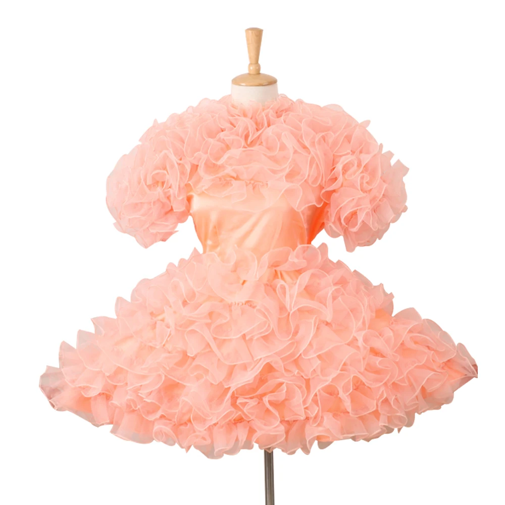 Сделанное на заказ оранжевое атласное платье Панси Сисси пышный костюм для