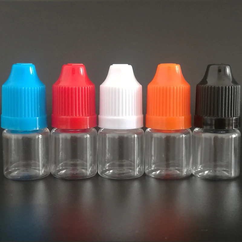 500pcs 3ml PET Clear E liquid bottles Empty Plastic Dropper bottles with Childproof Caps and Fine tips for E juice Machine Oil