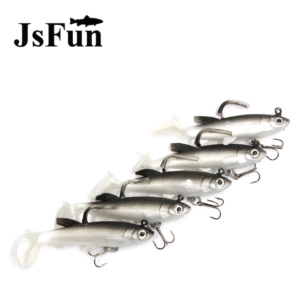 JSFUN 5 шт./лот серая Мягкая приманка 8 см 14 г воблеры искусственная Силиконовые