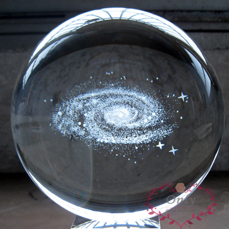 Творческий 6 см 3D Galaxy хрустальный стеклянный мяч fengshui с подставкой украшения дома аксессуары миниатюры
