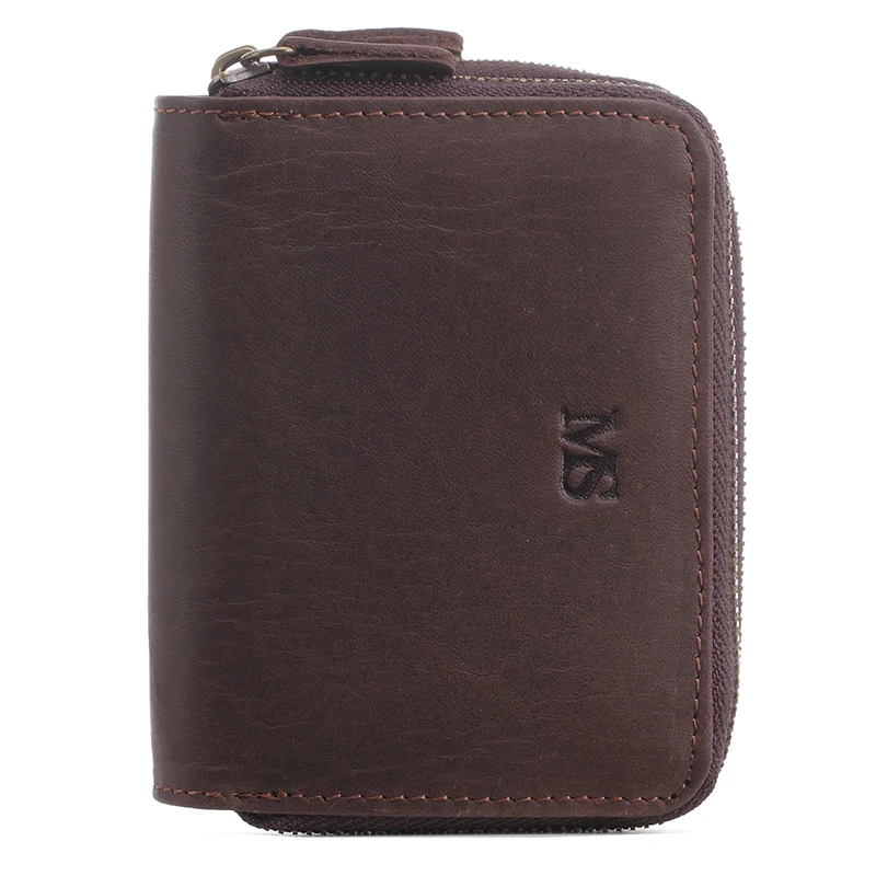 Мужской винтажный кошелек из натуральной кожи Крейзи Хорс с двойной молнией|small