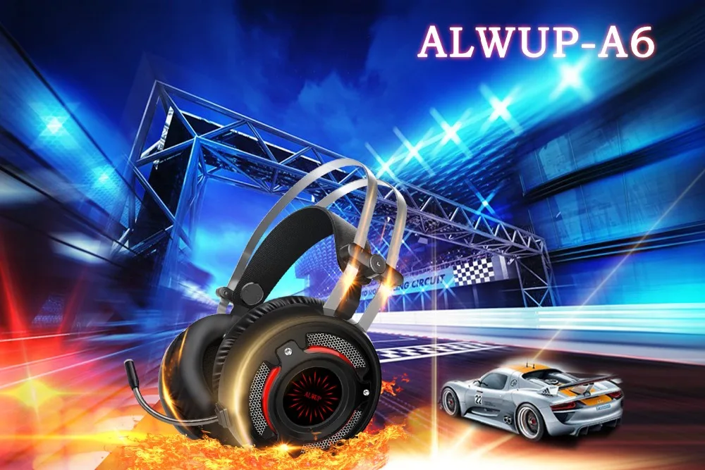 ALWUP-6 игровая гарнитура для PS4 Xbox one с микрофоном Игровые наушники для компьютера ПК игры с разветвителем 7 цветов светодиодный светильник