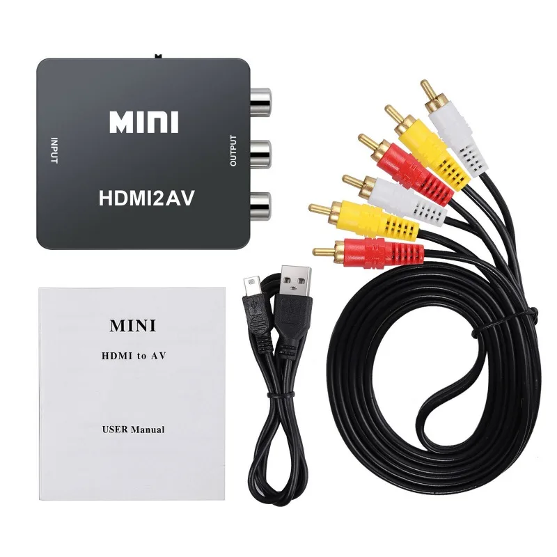Мини HDMI в AV/RCA конвертер коробка композитный аудио видео CVBS адаптер 1080P для ТВ VHS VCR