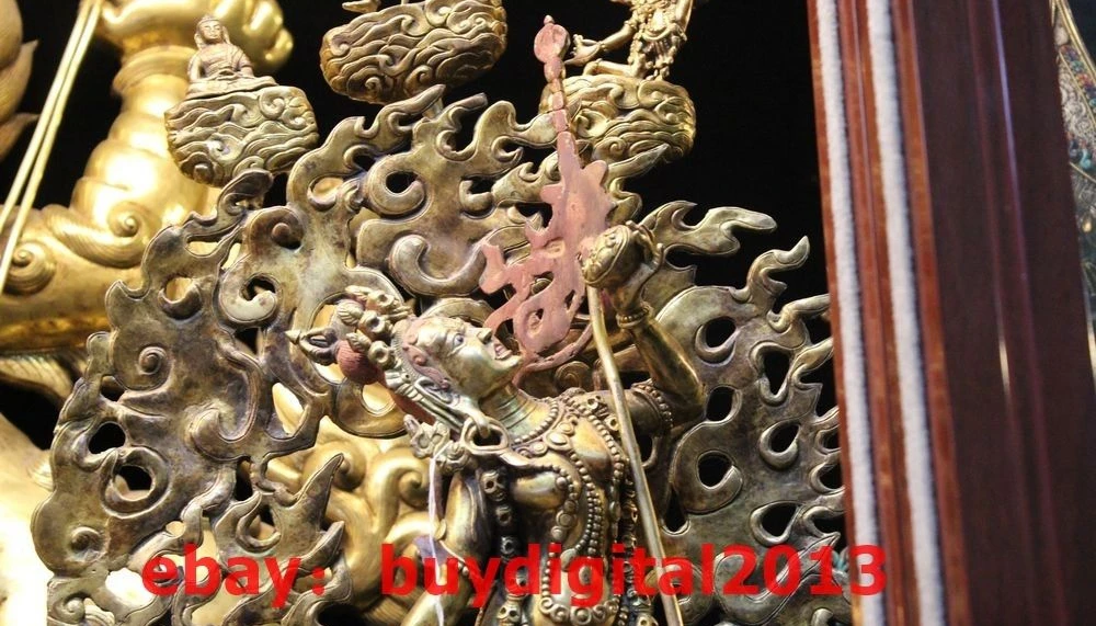 21 &quotТибетский буддистский храм Бронзовая статуя Будды Kwan Yin 24K золото