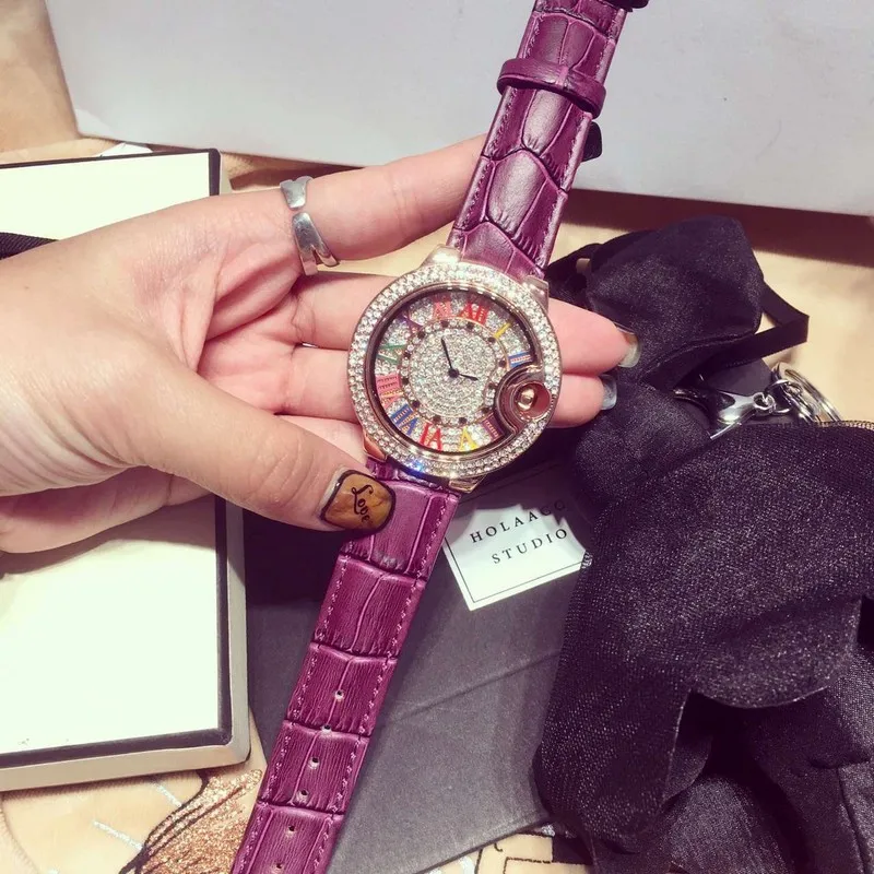 Женские наручные часы кварцевые женские модные Брендовые Часы кожа разноцветные