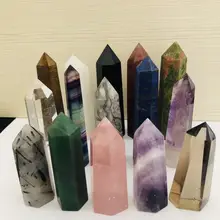 24 камень точка набор башня Wicca Исцеление Кристалл шестиугольник природные минералы волшебная палочка домашний декор аметист розовый кварц