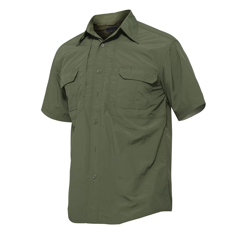 Army Green TACVASEN мужские рубашки, военная одежда, тактическая быстросохнущая рубашка, легкая Рабочая Рубашка с коротким рукавом, Мужская Боевая рубашка, JNE-002 - Цвет: Army Green