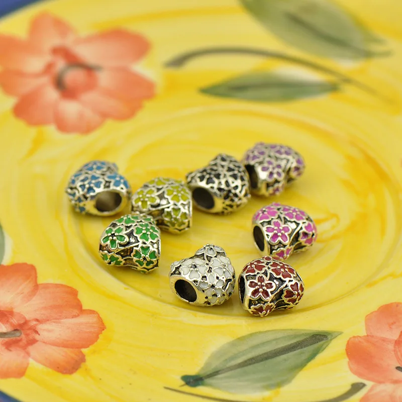 Очаровательный браслет Pandora Pulseiras розовый желтый 8 цветов эмаль цветок Клевер сердце бусины Femme ювелирные изделия Berloque подарок