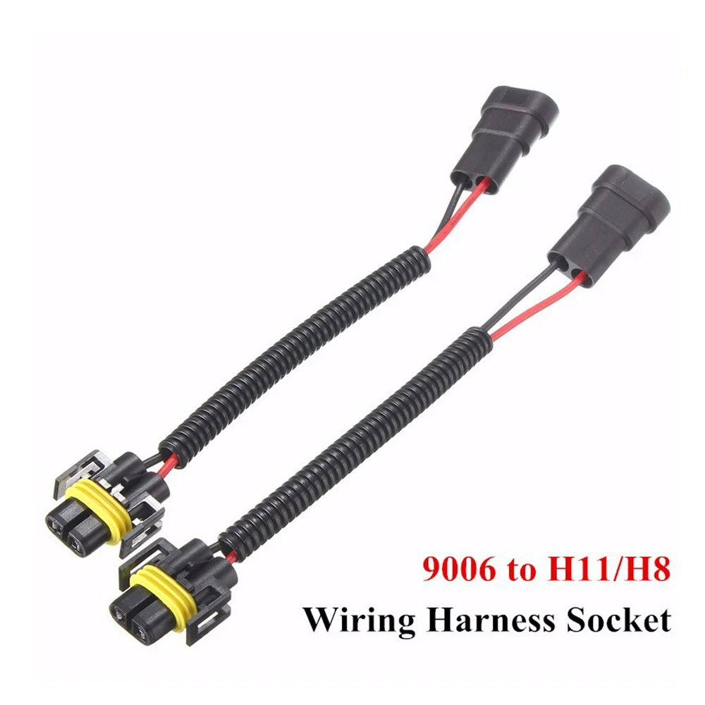 2pcs Car Motorcycle 9006 to H11/H8 Wire Harness Waterproof DIY Male Female Quick Adapter Connector Terminals Plug Kit