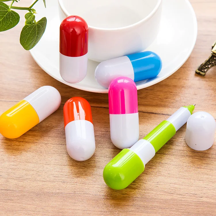

6pc/ lot small gift pen /cartoon pills retractable pen/ Promotion /creative capsule pen/children student pen