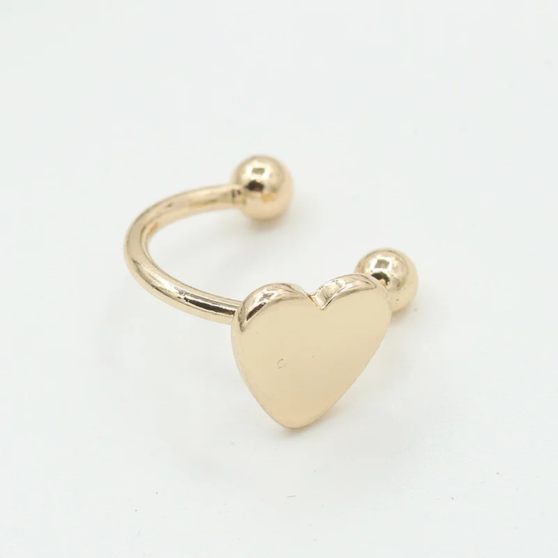 Heart Golden 1 шт. маленькое Золото Серебро Медь Луна Звезда Сердце треугольник непроколотое ухо Клипсы Серьги для женщин Brincos Bijoux - Окраска металла: Heart Golden