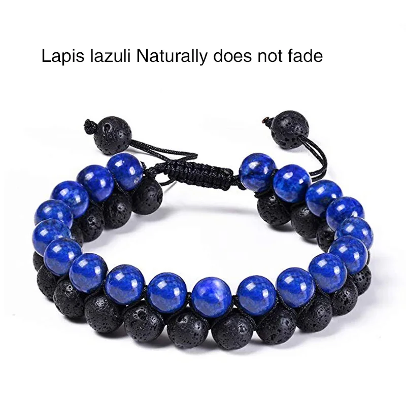 Lapis lazuli stone HIYONG тигровый глаз и лавовый камень рок эфирное масло диффузор Браслет натуральные лечебные камни бусины браслет 8 мм регулируемые браслеты для мужчин - Окраска металла: Lapis lazuli stone