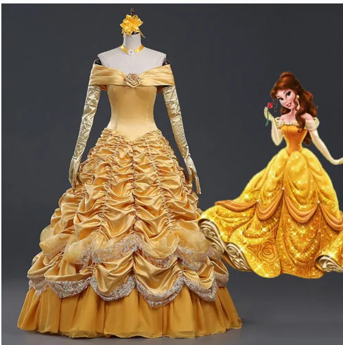 

OEM принцесса Белль костюм взрослые женщины Красавица и чудовище костюм на Хэллоуин косплей платье специальное предложение