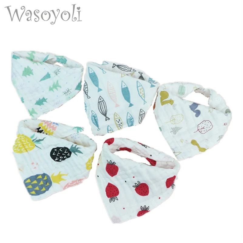1 шт. треугольный нагрудник для малышей Wasoyoli 6 слоёв 30*45 см цветной детский шарф из