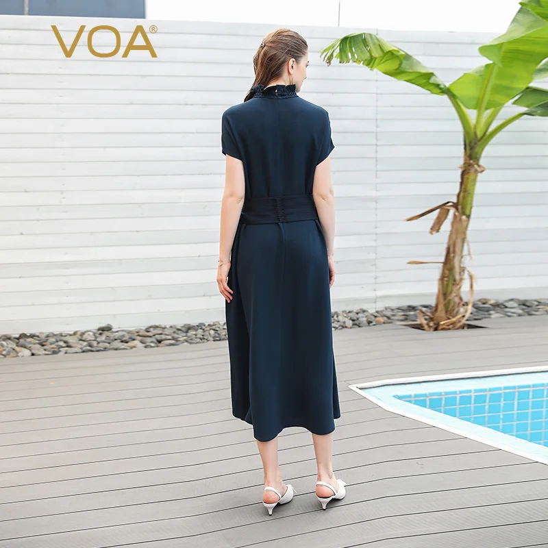 VOA пояс широкие пояса тяжелый шелк длинное платье осень vestido sukienki Jurken женская