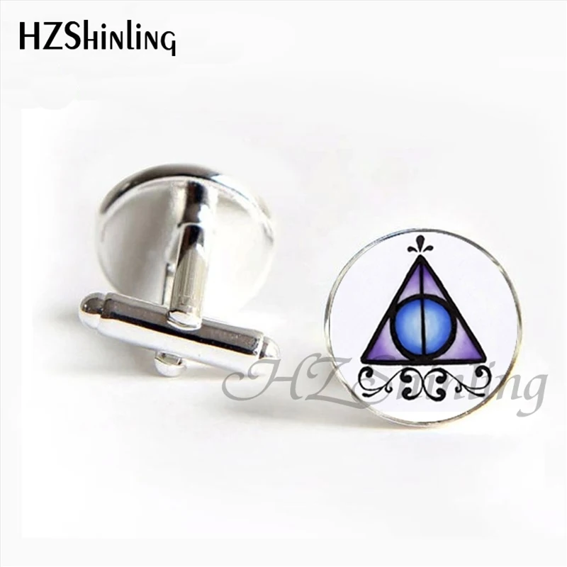 4 HZShinling новые модные запонки Deathly Hallows ручной работы H P запонки "пленка для фотоаппарата" Символ Deathly Hallows для мужчин рубашка манжета - Окраска металла: 4