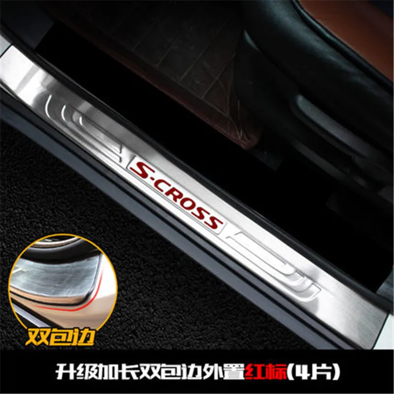 

4PCS Stainless Steel Scuff Plate/Door Sill Door Sill pedal bienvenidos For Suzuki S-CROSS 2013-2018 Car styling