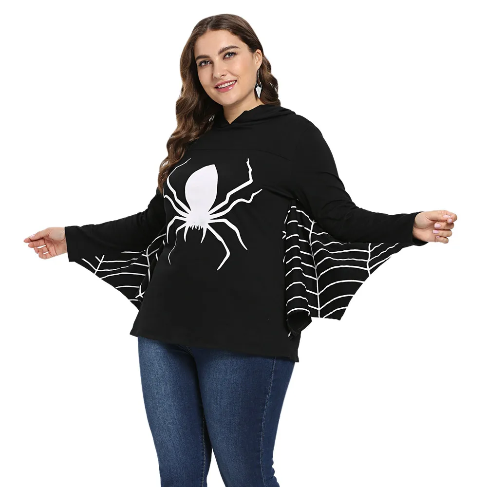 Женские толстовки на Хэллоуин VESTLINDA черная толстовка с капюшоном и рукавом