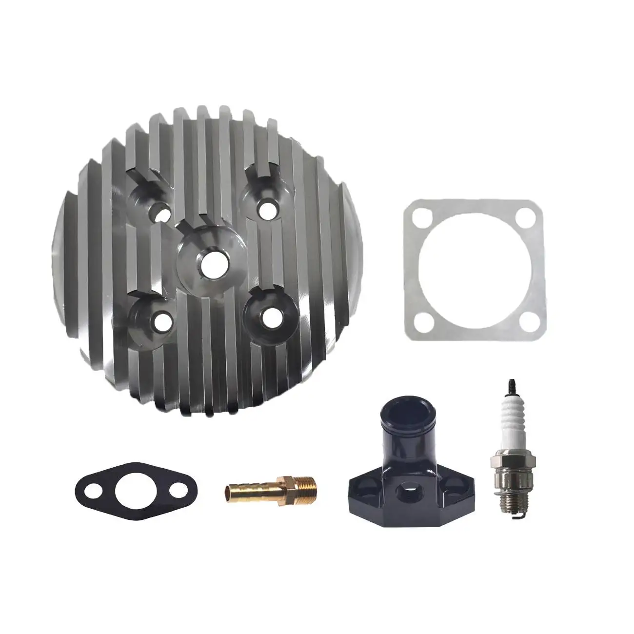 Серебряная головка цилиндра с ЧПУ и черный впускной коллектор для