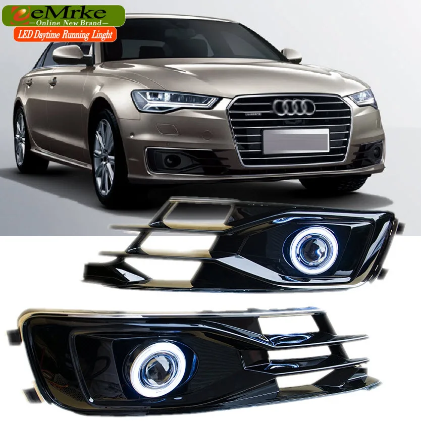 EEMRKE автомобиль-Стайлинг для Audi A6 A6-Quattro светодиодный COB Ангел глаз DRL Габаритные огни галогенные лампы H11 55 Вт туман наборы ламп