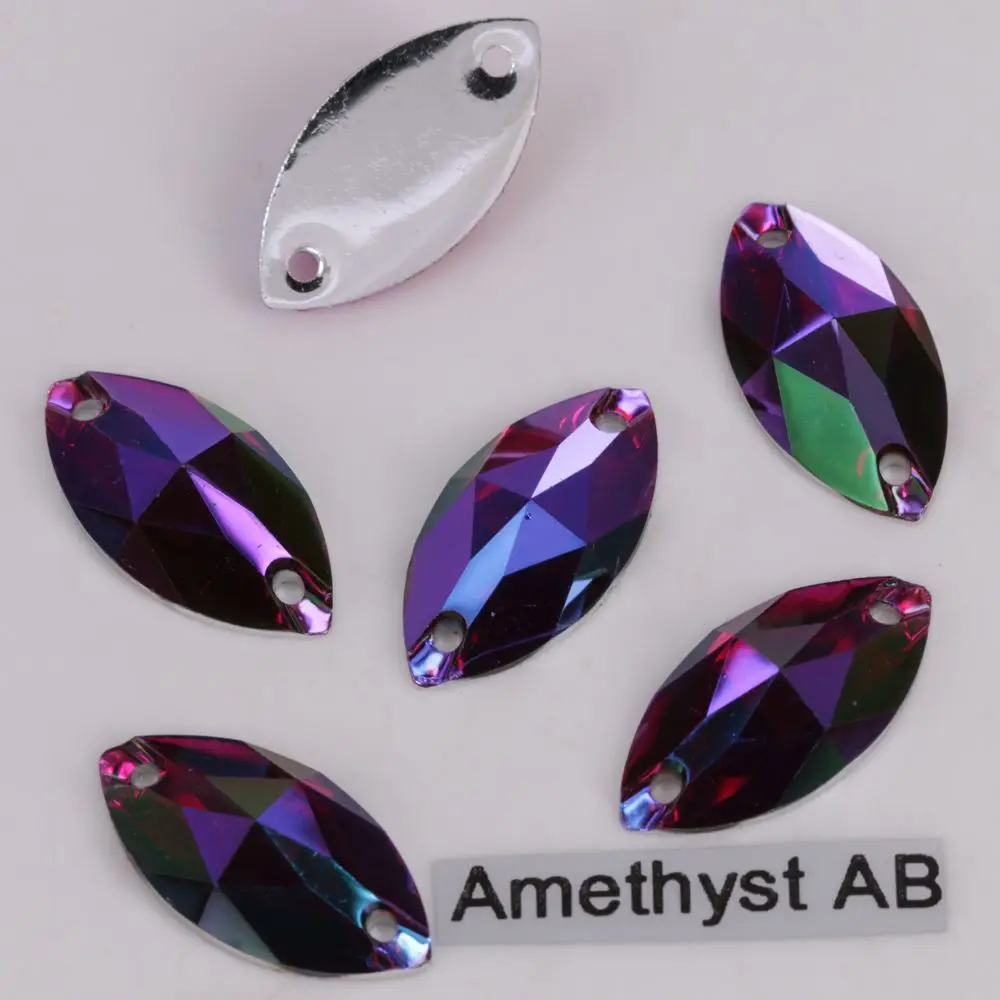 Amethyst AB Хорошее качество 6x12,7x15,9x18,11x24,17x32 мм Цвета AB маркиза с плоской задней частью смолы на камнях - Цвет: Amethyst AB